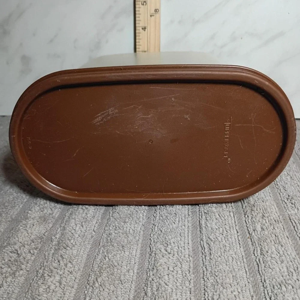 Tupperware Modular Mates Oval 3 Canister Brown Seal Translucent Base 1.7L 7 Cup